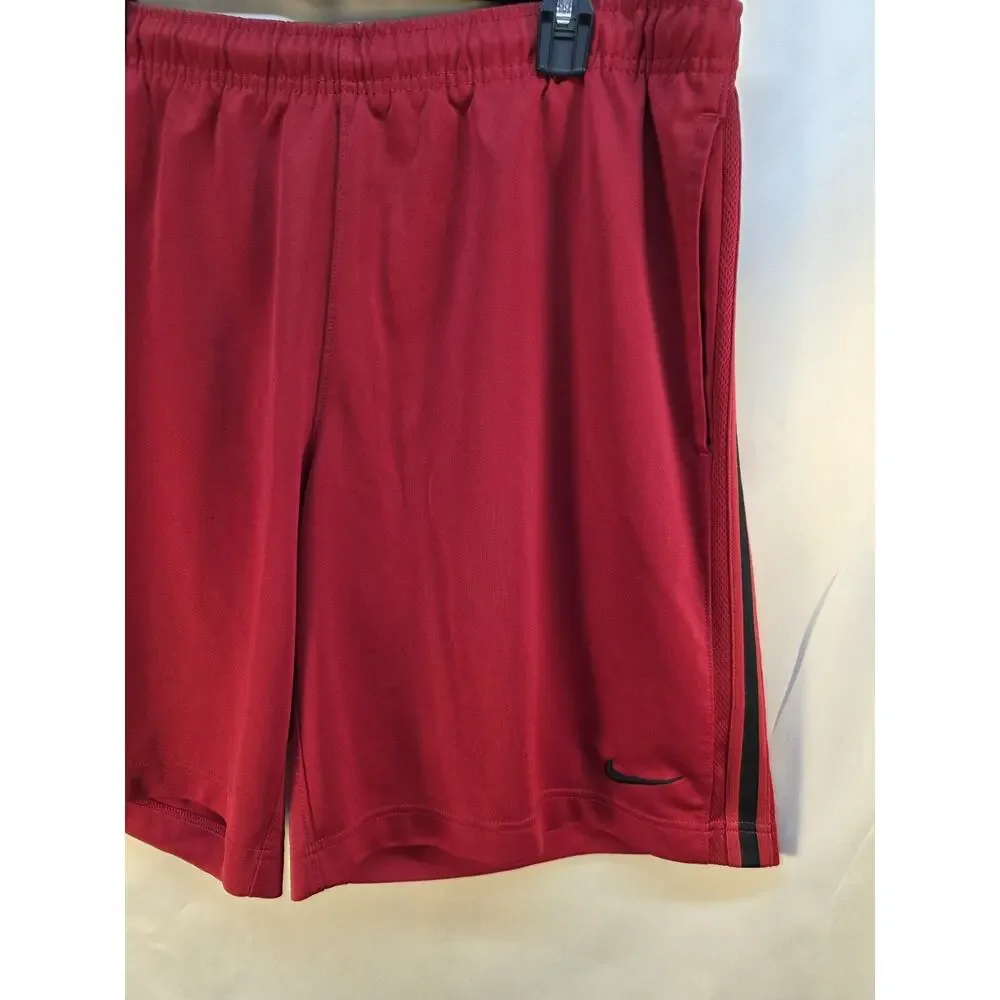 Nike Men's Large Red Athletic Shorts Basketball Sports Pockets Elastic Everyday